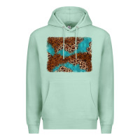 Seafoam turquoise glitter leopard background Premium Hoodie - AdoDesignShop