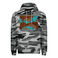 Slate Camo turquoise glitter leopard background Premium Hoodie - AdoDesignShop