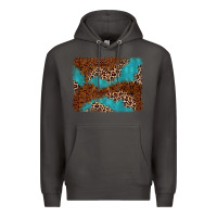 Smoke turquoise glitter leopard background Premium Hoodie - AdoDesignShop