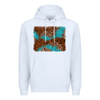 White turquoise glitter leopard background Premium Hoodie - AdoDesignShop