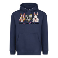 Navy peace love bull terrier Heavyweight Hoodie - RanaPortraitStore