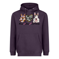 Plum peace love bull terrier Heavyweight Hoodie - RanaPortraitStore