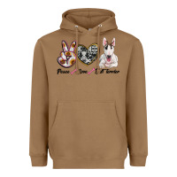 Toasted Coconut peace love bull terrier Heavyweight Hoodie - RanaPortraitStore