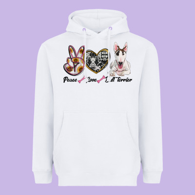 Peace Love Bull Terrier Heavyweight Hoodie Designed By Ranaportraitstore