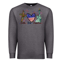 Charcoal Heather Faith love Freedom 4th of july Premium Sweatshirt - CowGirlArtShop