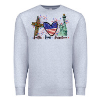 Heather Grey Faith love Freedom 4th of july Premium Sweatshirt - CowGirlArtShop