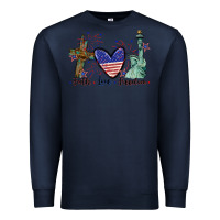 Navy Faith love Freedom 4th of july Premium Sweatshirt - CowGirlArtShop