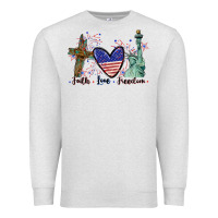 Oatmeal Heather Faith love Freedom 4th of july Premium Sweatshirt - CowGirlArtShop