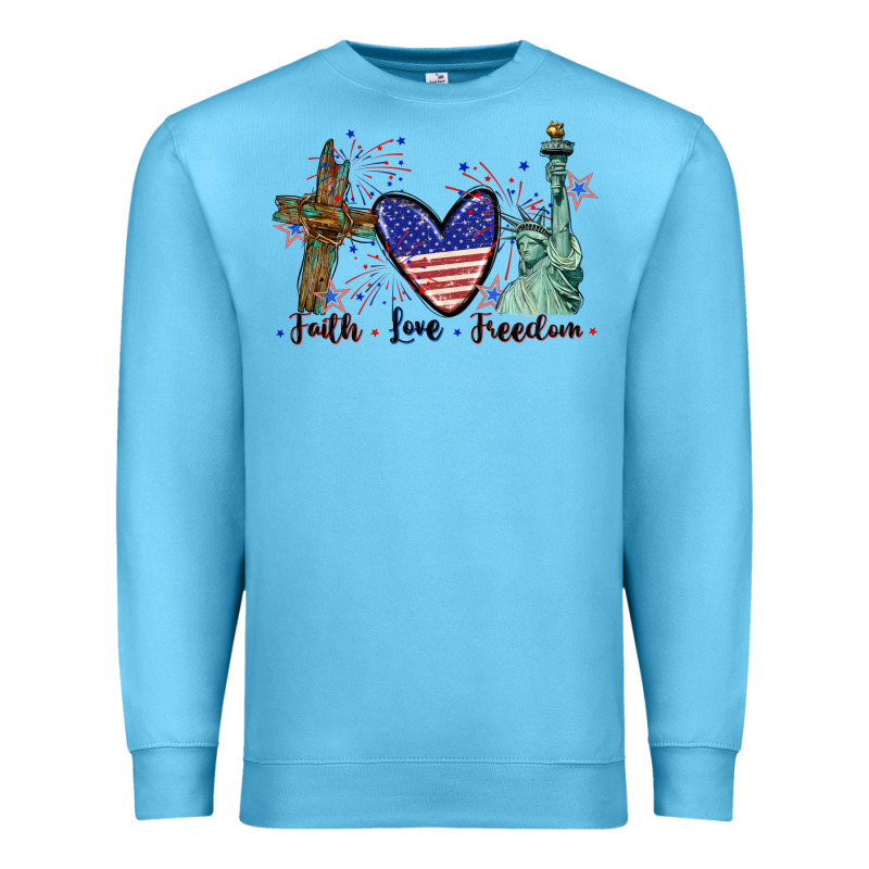Faith Love Freedom 4th Of July Premium Sweatshirt by CowGirlArtShop | Teevron
