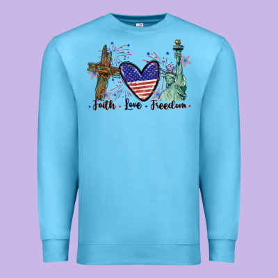 Faith Love Freedom 4th Of July Premium Sweatshirt Designed By Cowgirlartshop