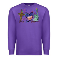 Purple Faith love Freedom 4th of july Premium Sweatshirt - CowGirlArtShop