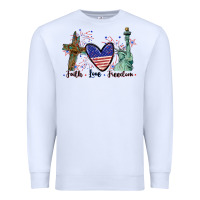 White Faith love Freedom 4th of july Premium Sweatshirt - CowGirlArtShop