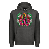 Charcoal Heather mexican flag wings our lady of guadalupe Premium Hoodie - Artiststas