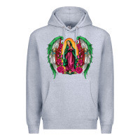 Heather Grey mexican flag wings our lady of guadalupe Premium Hoodie - Artiststas