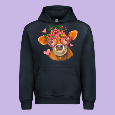 Valentines Day Orange Cow Urban Hoodie Designed By Jasminsmagicworld
