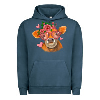 Pigment Midnight Navy valentines day orange cow Urban Hoodie - Jasminsmagicworld