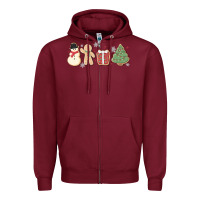 Burgundy christmas gingerbread cookies Zipper Hoodie - MaliasSmallBusiness