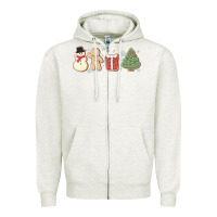 Oatmeal Heather christmas gingerbread cookies Zipper Hoodie - MaliasSmallBusiness