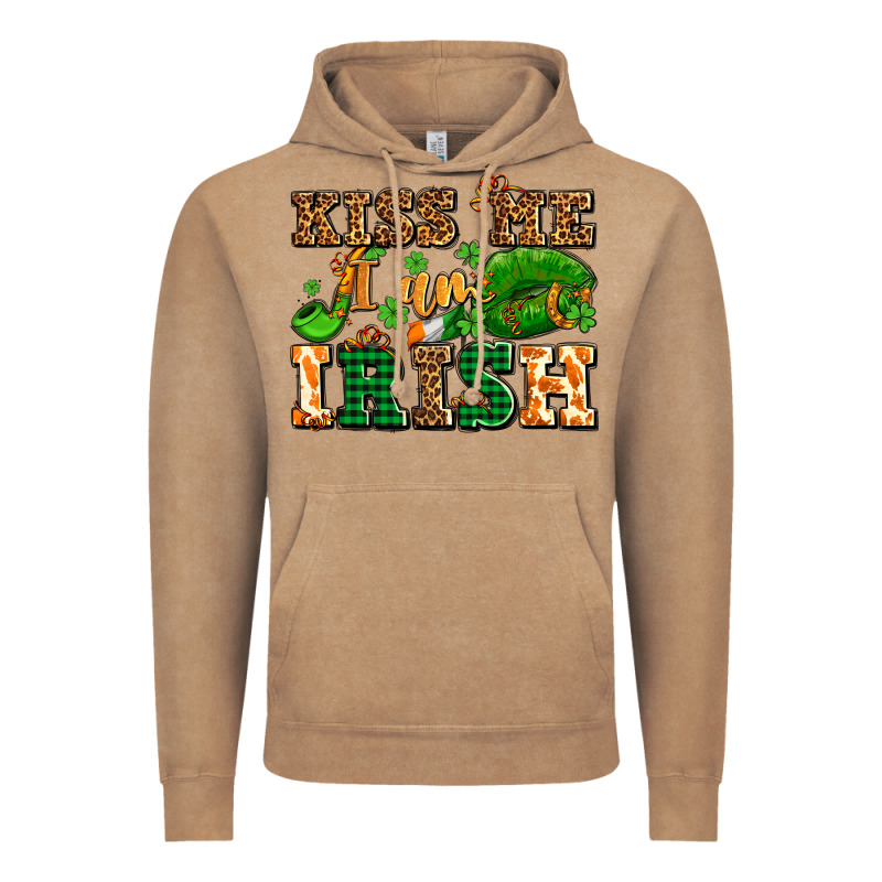 Kiss Me I Am Irish  With Lips And Shamrocks Vintage Hoodie by AdoDesignShop | Teevron