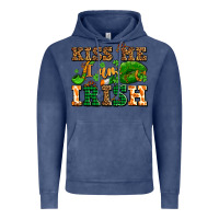 Vintage Denim kiss me i am irish  with lips and shamrocks Vintage Hoodie - AdoDesignShop