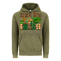 Vintage Olive kiss me i am irish  with lips and shamrocks Vintage Hoodie - AdoDesignShop