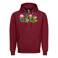 Burgundy autism awareness christmas coffee Zipper Hoodie - MaliasSmallBusiness