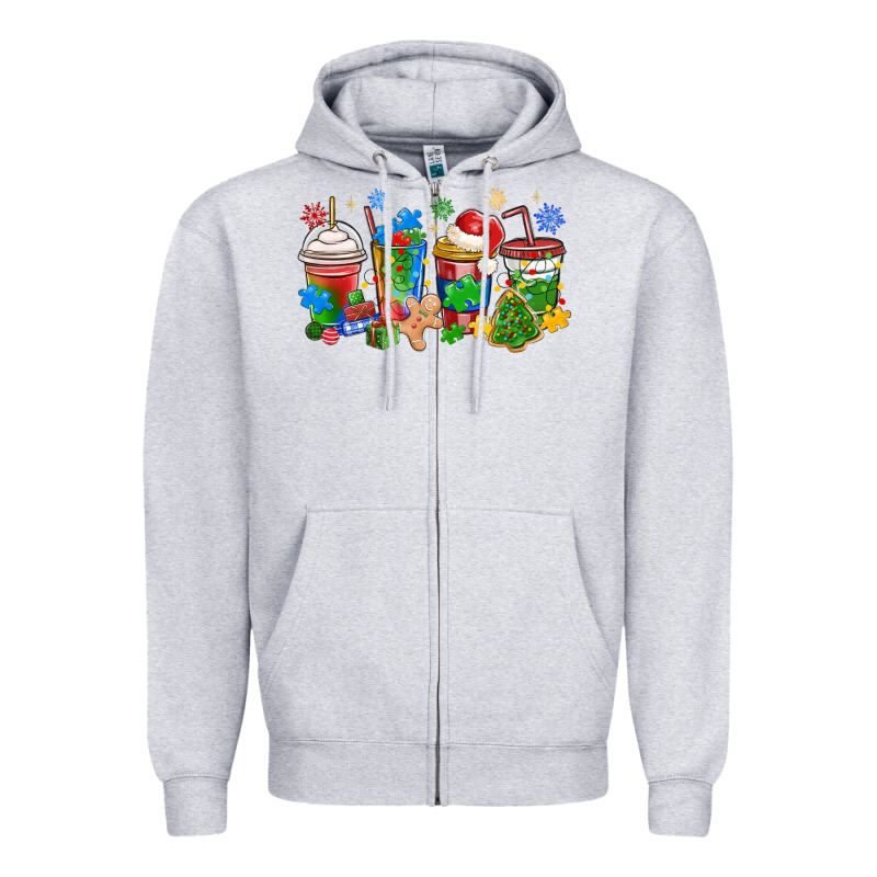 Autism Awareness Christmas Coffee Zipper Hoodie by MaliasSmallBusiness | Teevron