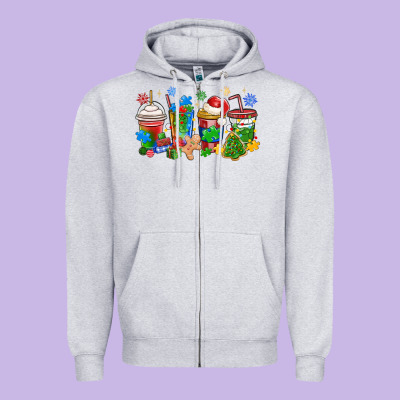 Zipper Hoodie autism awareness christmas coffee
