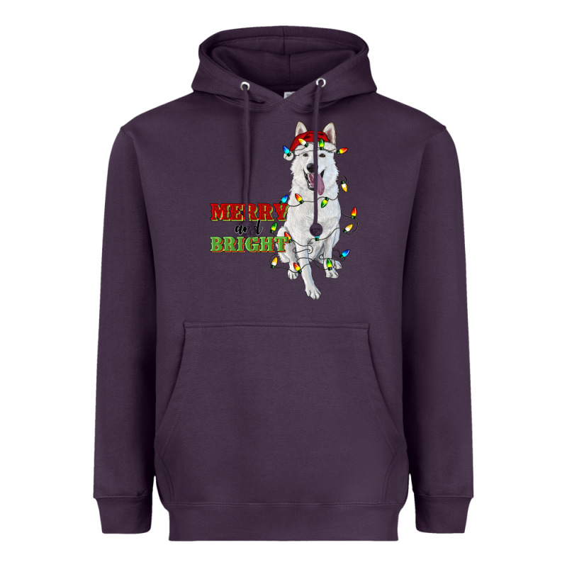 Merry And Bright White Shepherd Heavyweight Hoodie by RanaPortraitStore | Teevron