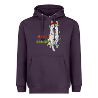 Plum merry and bright white shepherd Heavyweight Hoodie - RanaPortraitStore