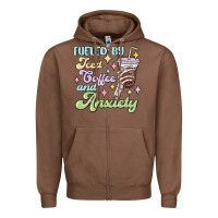 Chestnut fueled by iced coffee and anxiety Zipper Hoodie - MaliasSmallBusiness