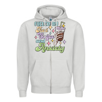 Dove Grey fueled by iced coffee and anxiety Zipper Hoodie - MaliasSmallBusiness