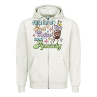Oatmeal Heather fueled by iced coffee and anxiety Zipper Hoodie - MaliasSmallBusiness