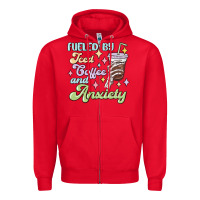 Red fueled by iced coffee and anxiety Zipper Hoodie - MaliasSmallBusiness