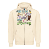 Sandshell fueled by iced coffee and anxiety Zipper Hoodie - MaliasSmallBusiness