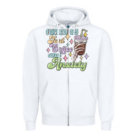 White fueled by iced coffee and anxiety Zipper Hoodie - MaliasSmallBusiness