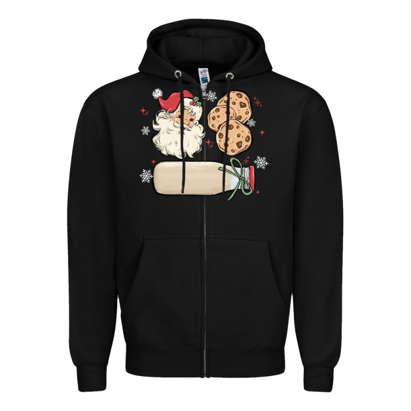 Custom Milk And Cookies With Santa Zipper Hoodie by MaliasSmallBusiness | Teevron