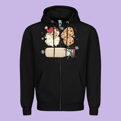 Zipper Hoodie custom milk and cookies with santa