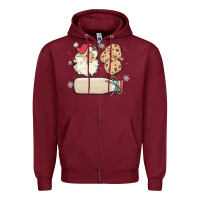 Burgundy custom milk and cookies with santa Zipper Hoodie - MaliasSmallBusiness