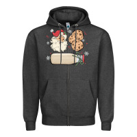 Charcoal Heather custom milk and cookies with santa Zipper Hoodie - MaliasSmallBusiness