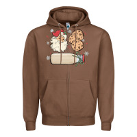 Chestnut custom milk and cookies with santa Zipper Hoodie - MaliasSmallBusiness