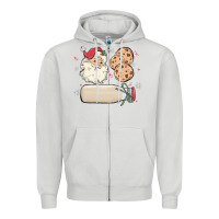 Dove Grey custom milk and cookies with santa Zipper Hoodie - MaliasSmallBusiness