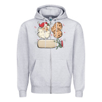 Heather Grey custom milk and cookies with santa Zipper Hoodie - MaliasSmallBusiness
