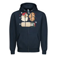 Navy custom milk and cookies with santa Zipper Hoodie - MaliasSmallBusiness