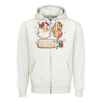 Oatmeal Heather custom milk and cookies with santa Zipper Hoodie - MaliasSmallBusiness