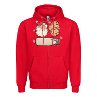 Red custom milk and cookies with santa Zipper Hoodie - MaliasSmallBusiness
