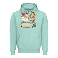 Seafoam custom milk and cookies with santa Zipper Hoodie - MaliasSmallBusiness