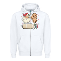 White custom milk and cookies with santa Zipper Hoodie - MaliasSmallBusiness