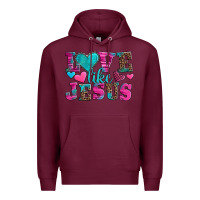 Burgundy love like jesus valentine's day Premium Hoodie - AdoDesignShop
