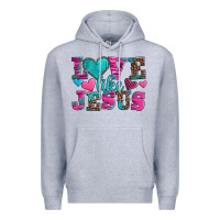 Heather Grey love like jesus valentine's day Premium Hoodie - AdoDesignShop